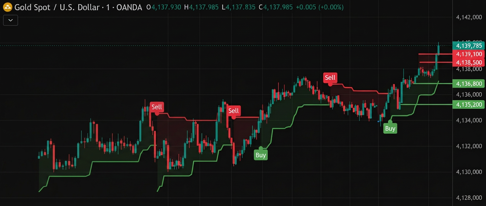 Levelz.ai Trailer - Trailing profit indicator · supplied chart example